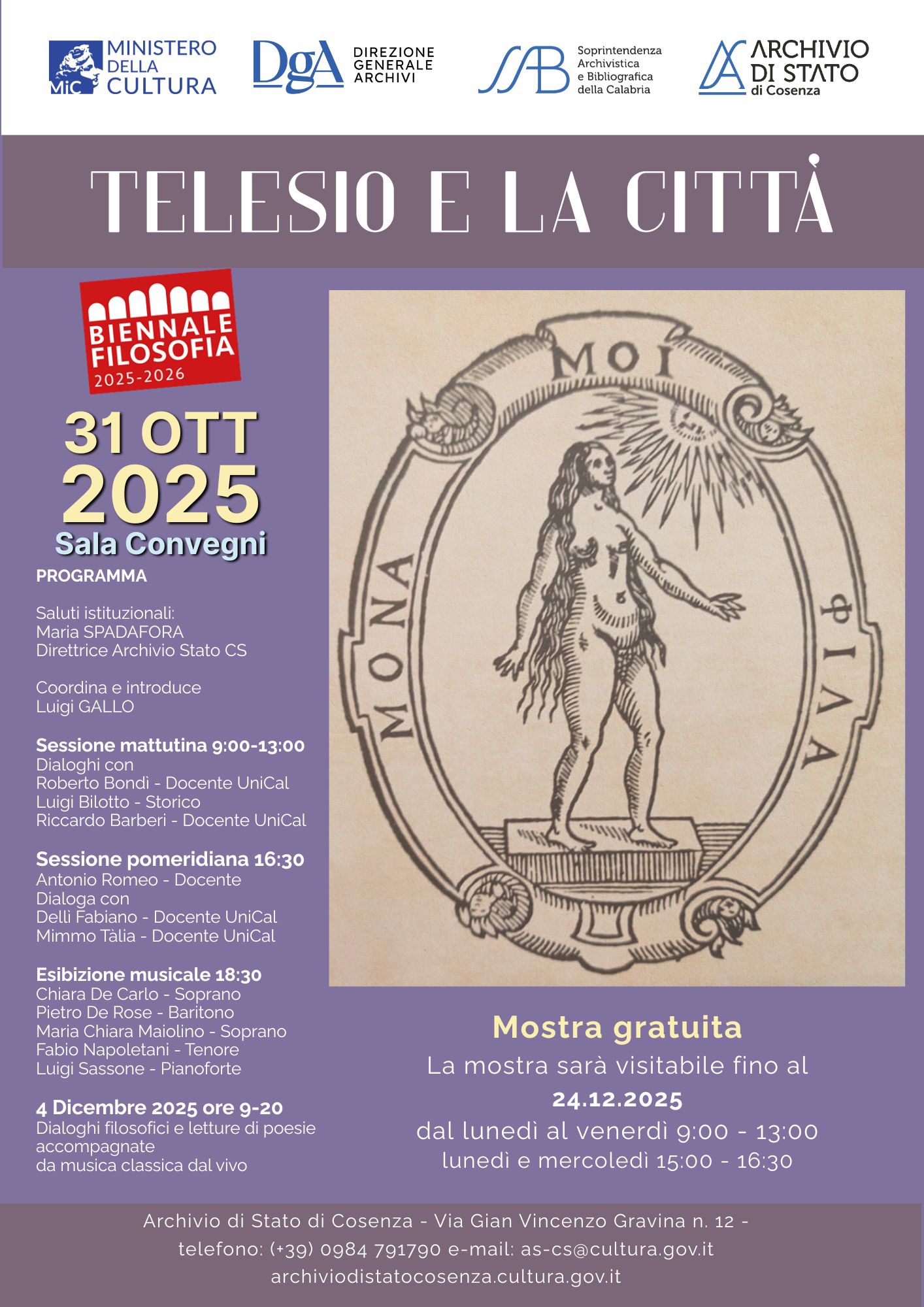 Mostra “Telesio e la città”